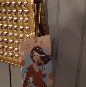 NWT Studded Gold Purse.. retro disco